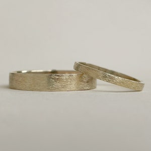 10kt Rustic wedding band set Gold ring recycled gold eco friendly and sustainable 2mm and 4mm 10kt yellow gold image 7