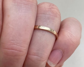 2mm 10kt 14kt 18kt yellow gold - Semi polished finish wedding ring - Gold ring - eco friendly and sustainable ring