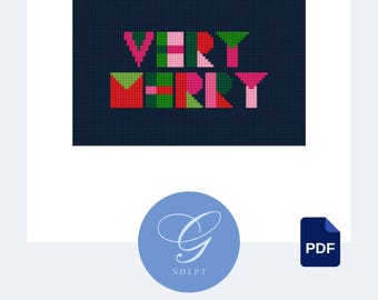 Very Merry Needlepoint & Cross Stitch PDF Pattern / Design Guide
