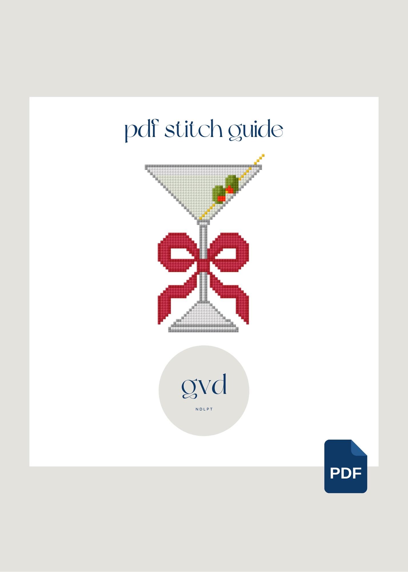 Kerstmartini-naaldpunt en kruissteek pdf-patroon / ontwerpgids