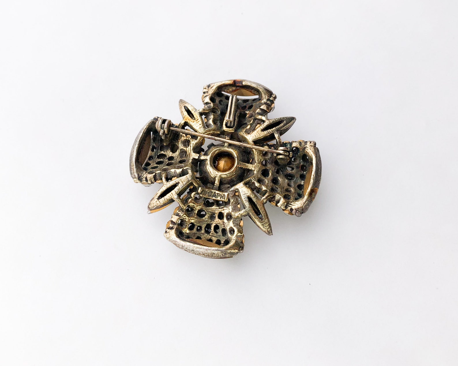 Capri 1950s Rhinestone Maltese Cross Pin 50s Rhinestone Etsy