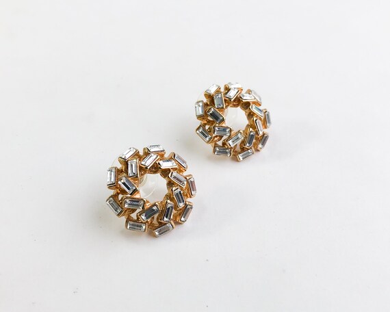 1980s Gold & Rhinestone Earrings | 80s Rhinestone… - image 5