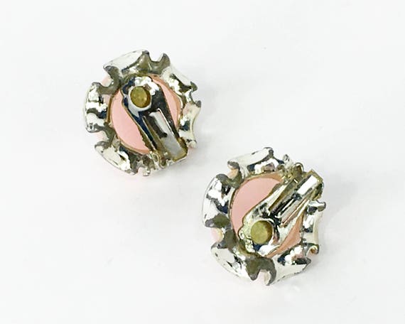 1950s Pink Circle Earrings | 50s Pink Lucite Clip… - image 5