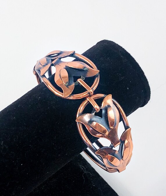 1950s Copper Clamper Bracelet | 50s Copper Flower… - image 7