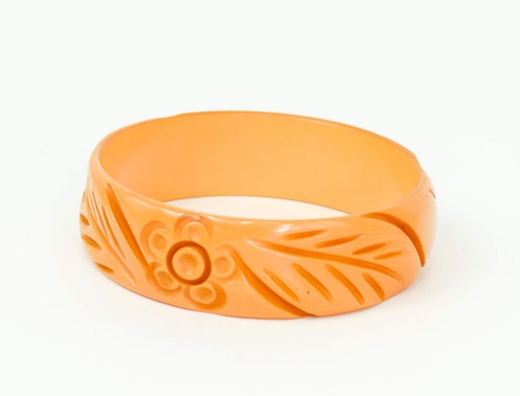 1940s Butterscotch Bakelite Bracelet | 40s Gold C… - image 3