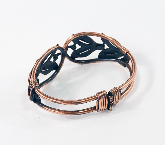 1950s Copper Clamper Bracelet | 50s Copper Flower… - image 5