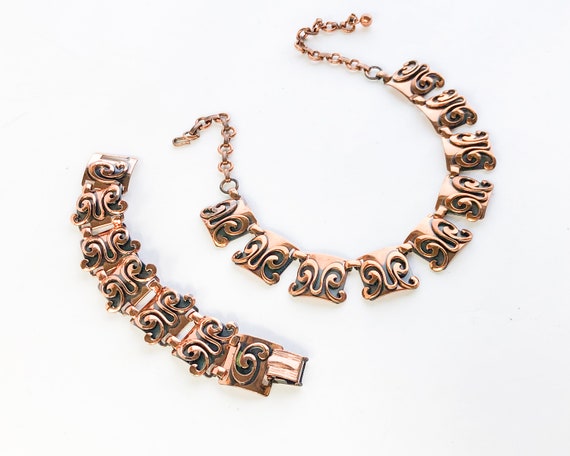 1950s Copper Necklace & Bracelet Set | 50s Copper… - image 3