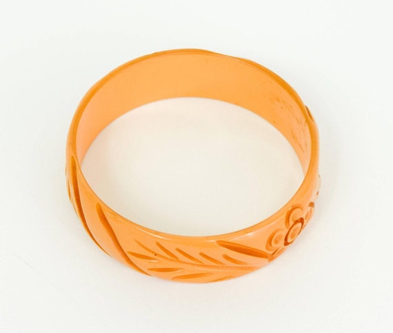 1940s Butterscotch Bakelite Bracelet | 40s Gold C… - image 5