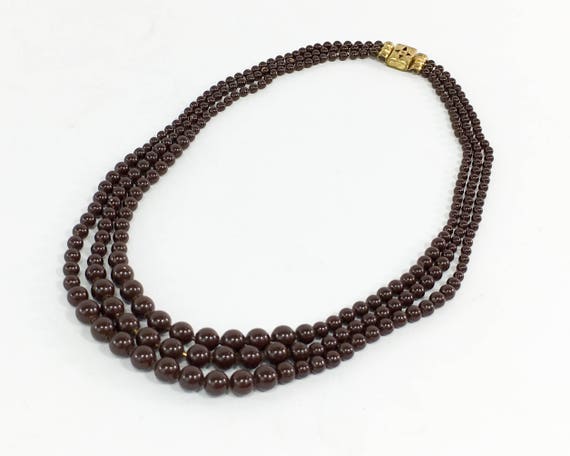 1940s Brown Ball-Bearing Necklace | 40s Brown Ena… - image 4