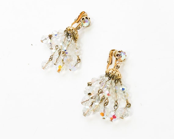 1950s Crystal Chandelier Earrings | 50s AB Crysta… - image 4