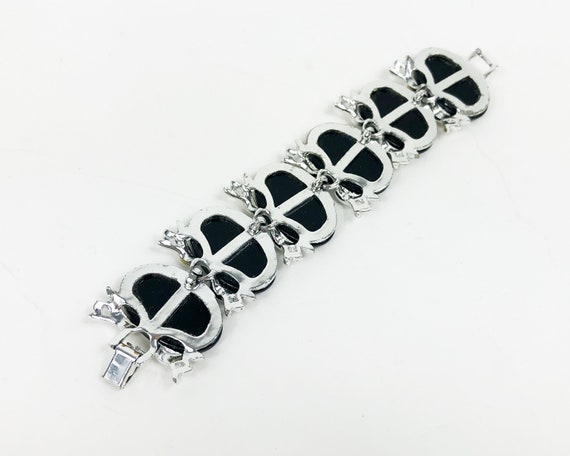 1960s Black Plastic Link Bracelet | 60s Black Ova… - image 5