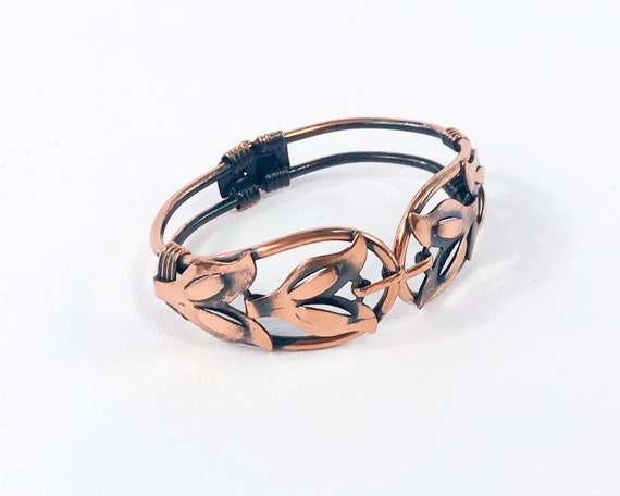 1950s Copper Clamper Bracelet | 50s Copper Flower… - image 2