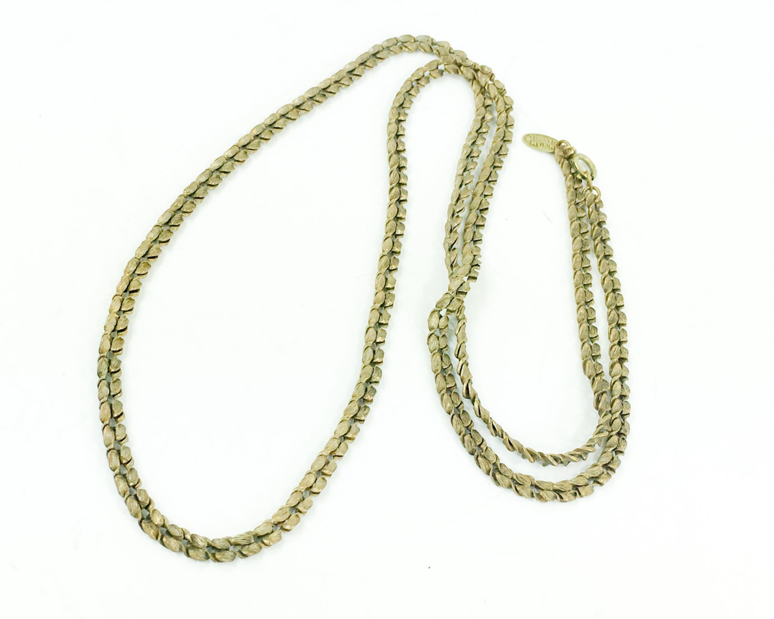 Miriam Haskell 1940s Bronze Rope Chain Necklace 40s Gold Chain Rope