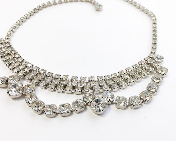 1950s Rhinestone Evening Necklace | 50s Rhinestone