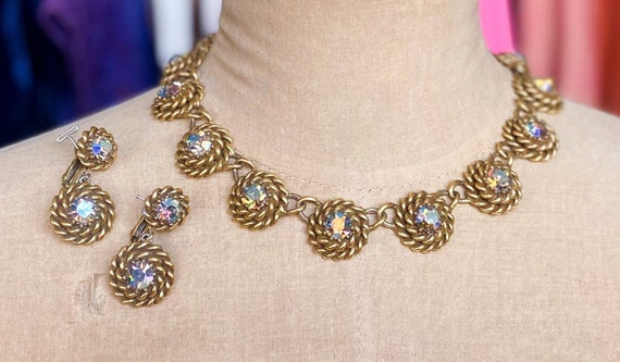 Coro | 1950s Rhinestone Evening Necklace Set | 50… - image 8