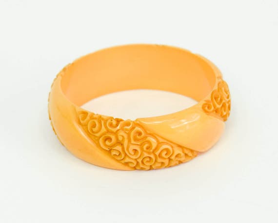 1940s Butterscotch Bakelite Bracelet | 40s Gold Ca