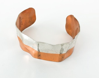 1980s Copper Bracelet | 80s Silver & Copper Cuff Bracelet | L Vernon