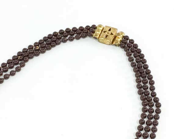 1940s Brown Ball-Bearing Necklace | 40s Brown Ena… - image 2