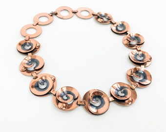1950s Copper Swirl Choker | Vintage Circles Copper Necklace