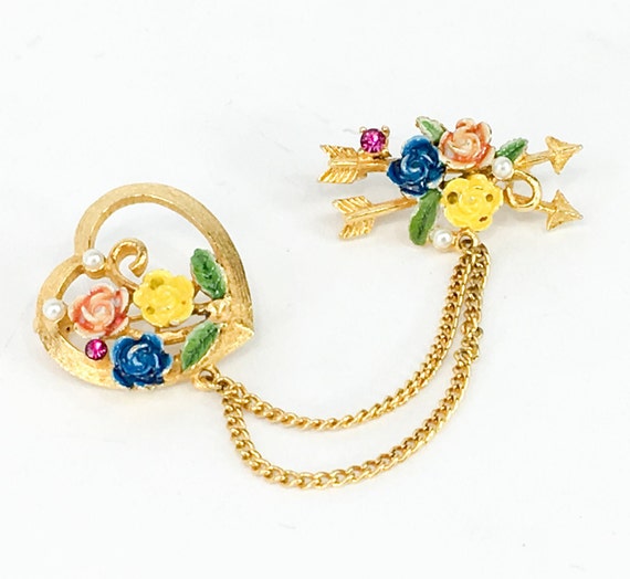 Weiss Sweetheart Flower Pin Set 1950s Love & Frien