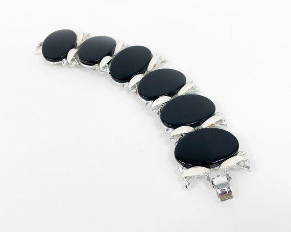 1960s Black Plastic Link Bracelet | 60s Black Ova… - image 3