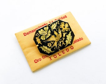 1980s Damascene Gold Brooch | 80s Gold & Black Damascene Pin | Spain