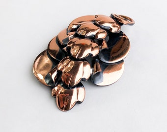 1950s Copper Petals Brooch | 50s Copper Leaf Pin