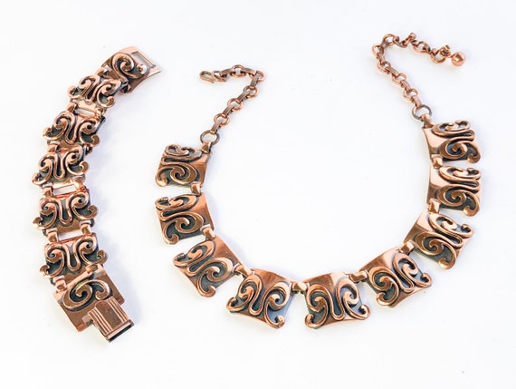 1950s Copper Necklace & Bracelet Set | 50s Copper… - image 1