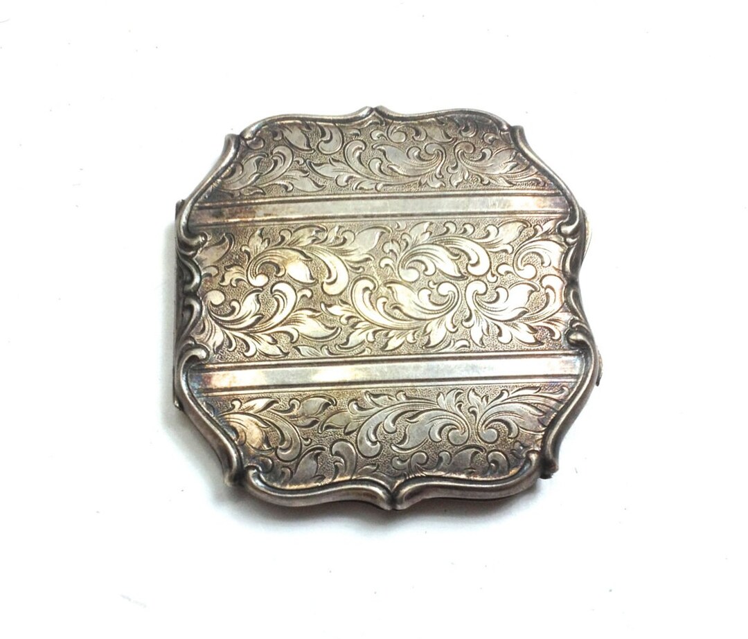 Engraved Compacts 1930s Silver Compact | 30s Silver Engraved Compact | Art Nouveau ...
