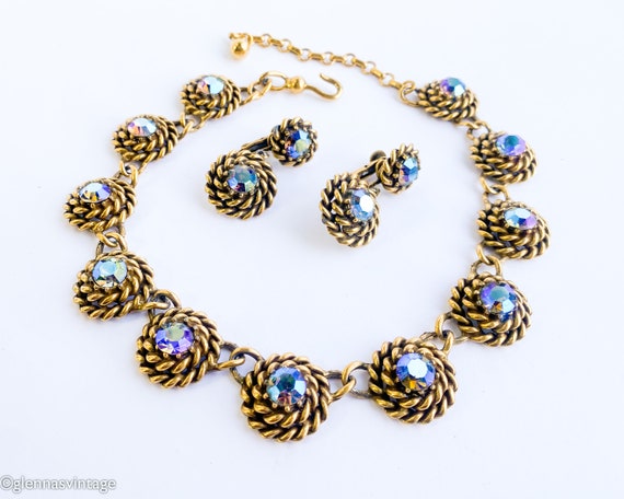 Coro | 1950s Rhinestone Evening Necklace Set | 50… - image 2