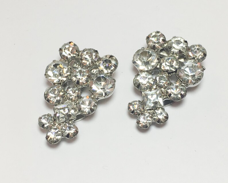 1950s Rhinestone Duette Brooch 50s Rhinestone Duette Pin Rhinestone Dress Clips image 3