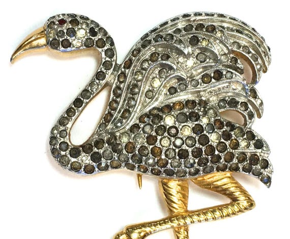 1940s Flamingo Rhinestone Dress Clip | - image 4