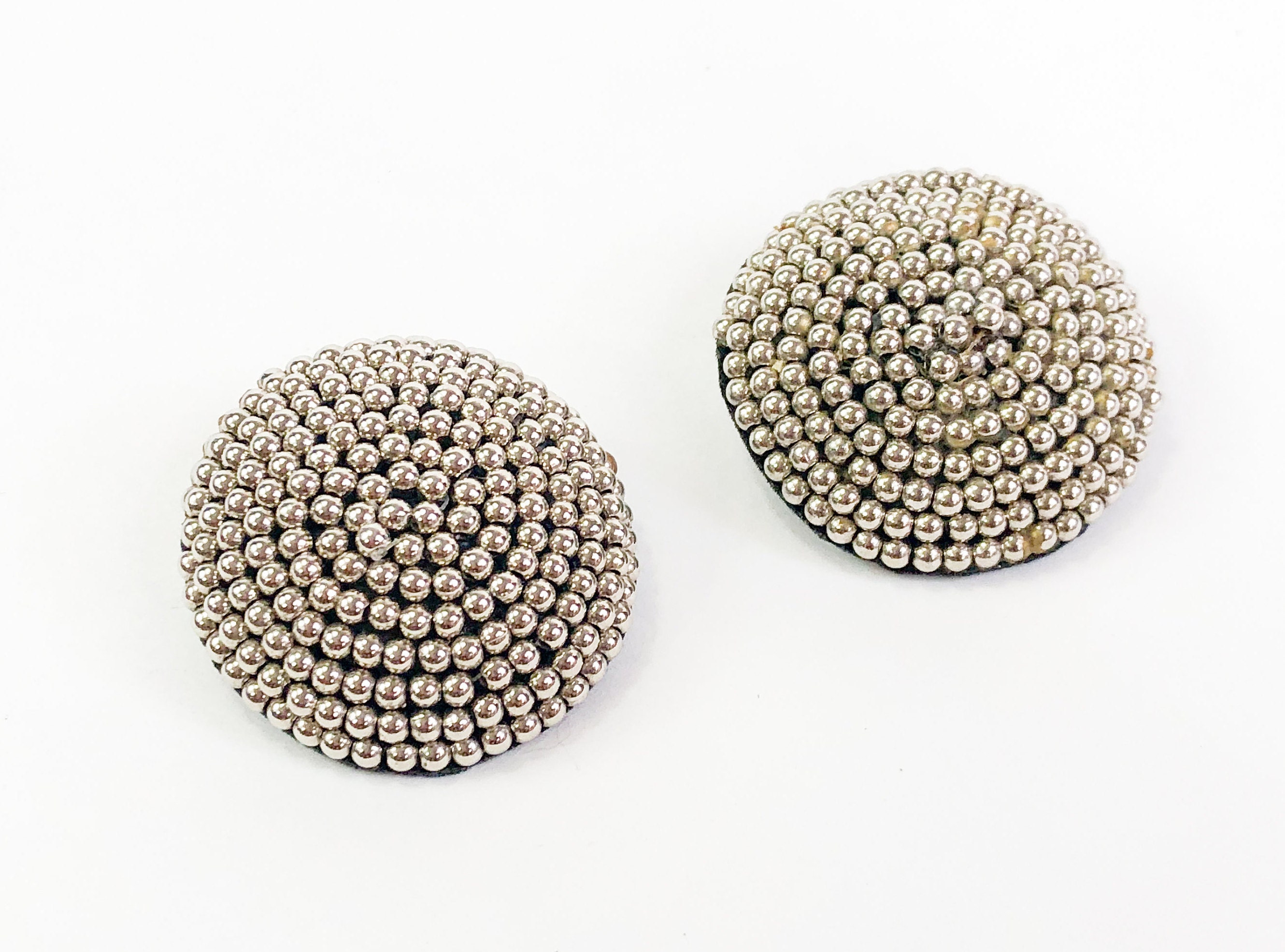 1980s Silver Balls Earrings 80s Silver Dome Earrings - Etsy