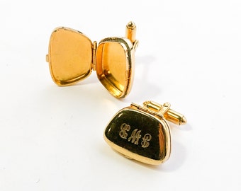 1950s Gold Initial Box Cufflinks | 50s Gold Box Cufflinks | EMS Gold Cufflinks | Gifts for Him | Austria