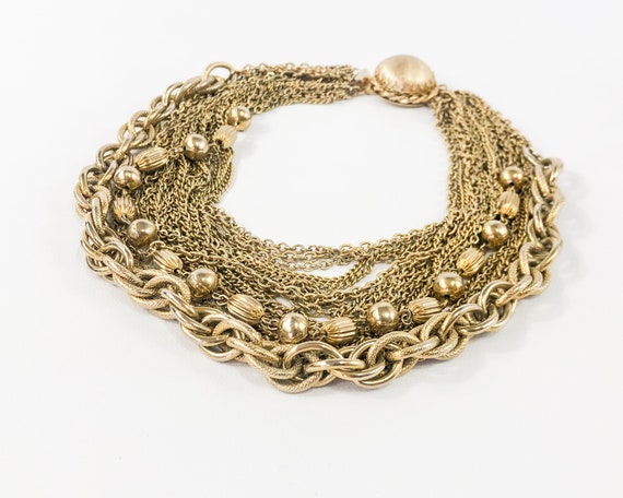 1950s Gold Chains Necklace | 50s Gold Multi Chain