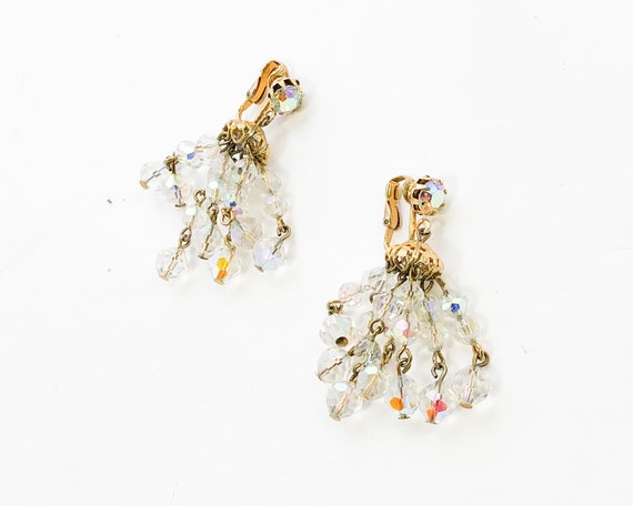 1950s Crystal Chandelier Earrings | 50s AB Crysta… - image 2