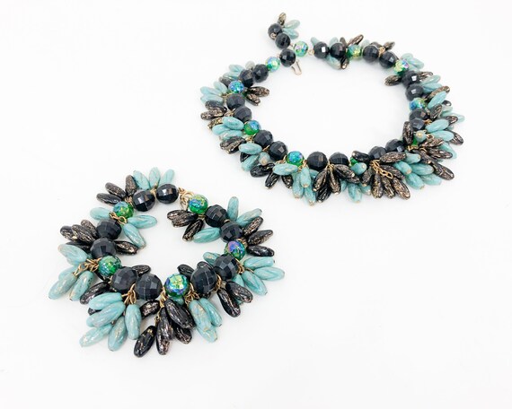1960s Blue & Black Glass Necklace Set | 60s Turqu… - image 3