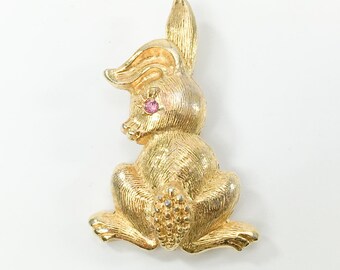 1980s Gold Rabbit Brooch | 80s Gold Rabbit Pin |  Rabbit Pin | Rafaelian