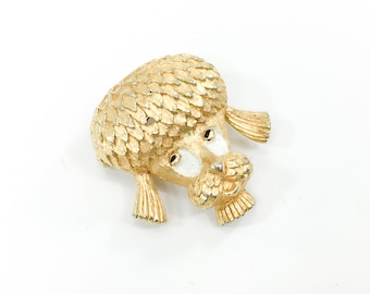 1960s Gold Poodle Dog Pin | Gold Poodle Brooch