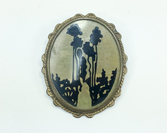1930s Celluloid Brooch | 30s Painted Celluloid Bro