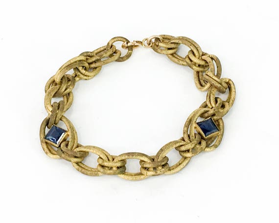 1930s Gold & Glass Chain Bracelet | 30s Gold Link… - image 2