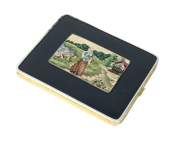 1940s Black Enamel Cigarette Case | 40s Black Nee… - image 2