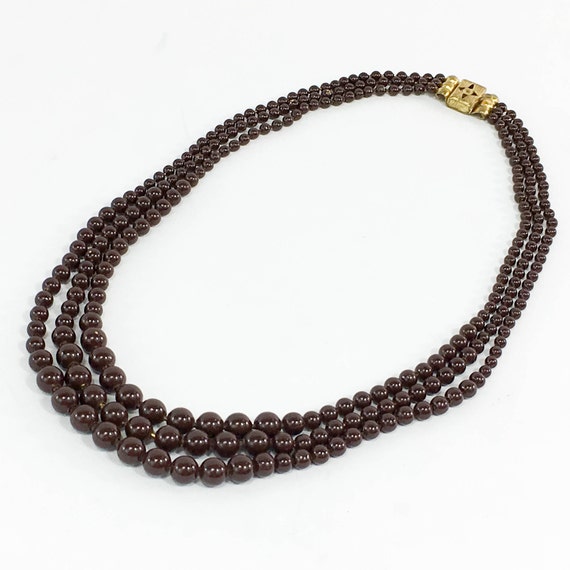 1940s Brown Ball-Bearing Necklace | 40s Brown Ena… - image 1