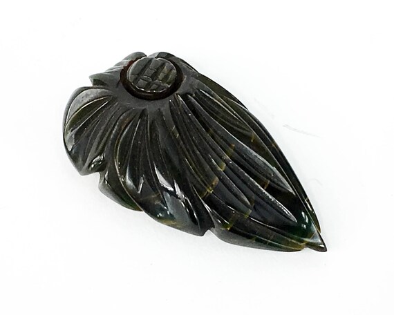 1940s Black Bakelite Dress Clip | 40s Dark Green … - image 3