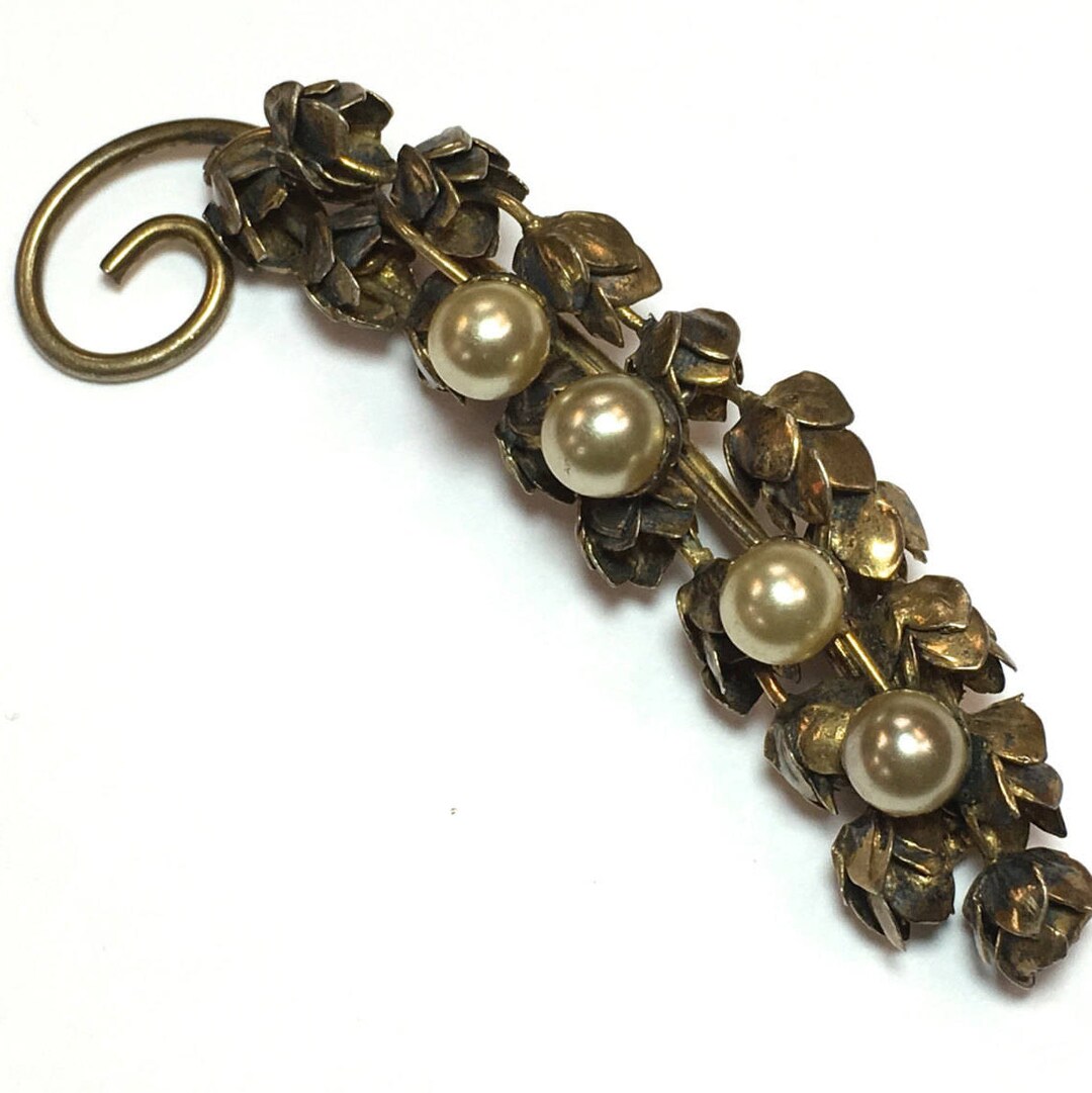 Broche Vintage En Nacre - Made In France, Longueur 4,7 Cm - Occasion, état Vérifier Photos