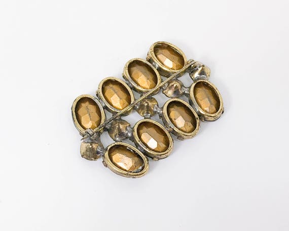 1930s Large Crystal Brooch | 30s Clear Ovals & Gr… - image 4