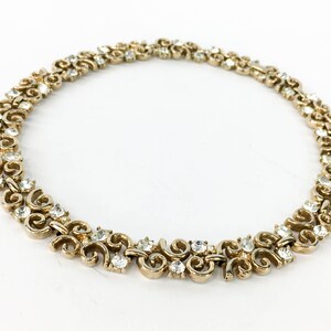 Trifari 1950s Gold Rhinestone Choker 50s Gold & Rhinestone Necklace Trifari image 3