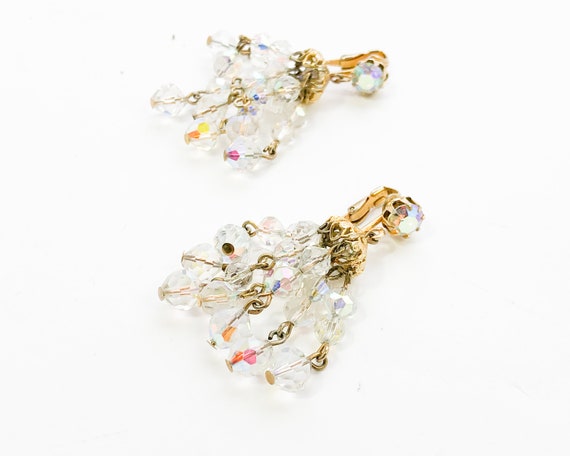 1950s Crystal Chandelier Earrings | 50s AB Crysta… - image 3