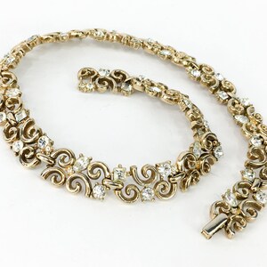 Trifari 1950s Gold Rhinestone Choker 50s Gold & Rhinestone Necklace Trifari image 2