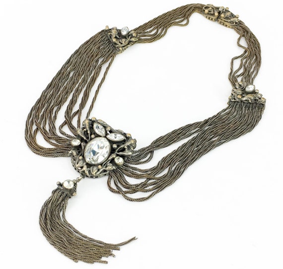 1940s Silver Chain Necklace | 40s Silver Multi Cha